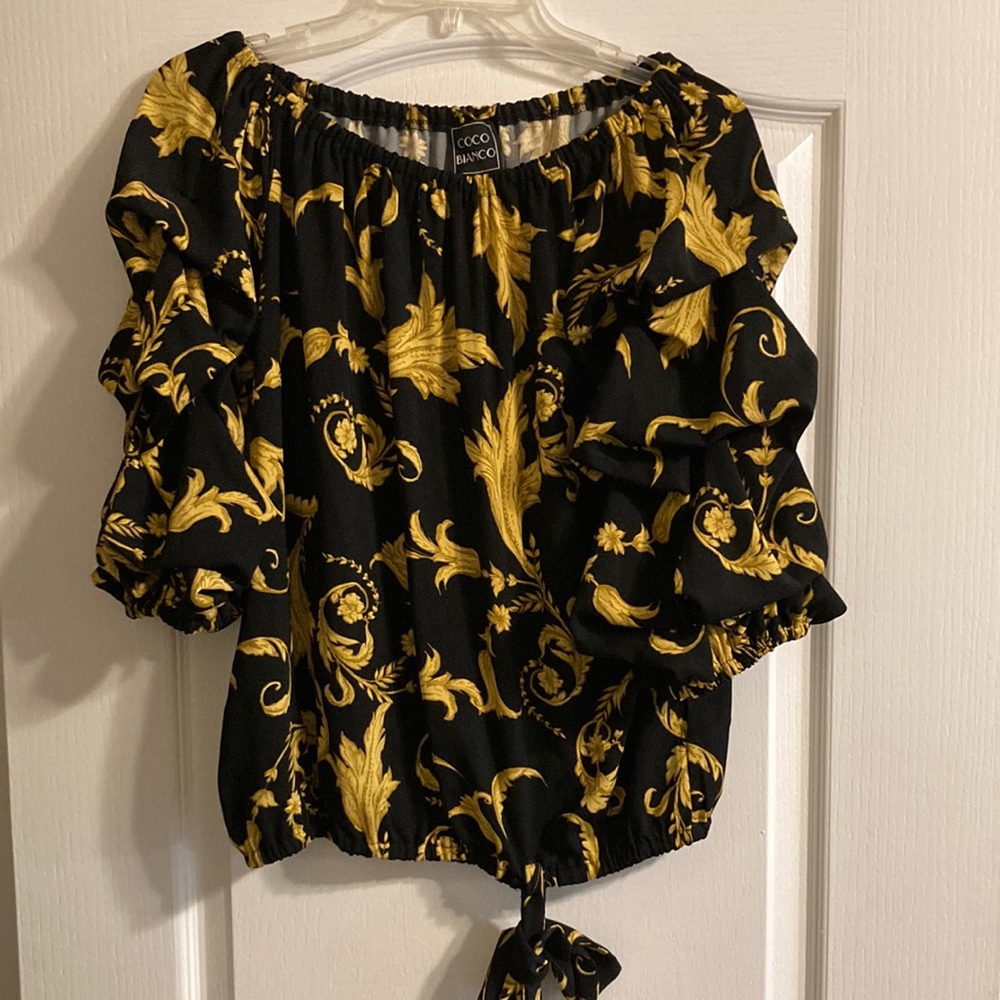 RELISTED - Black and gold off shoulder top
